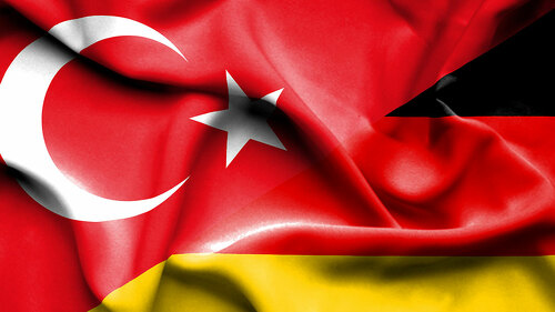Waving flag of Germany and Turkey