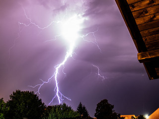 Lightning storm over a residential area