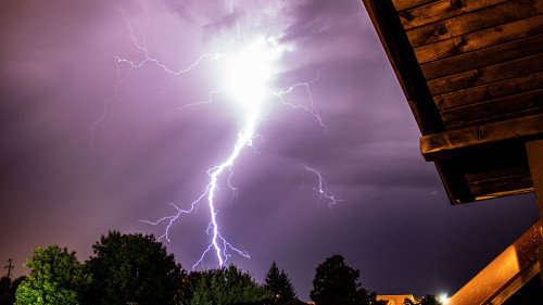 Lightning storm over a residential area