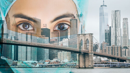 New York City with transparent female nurse - coronavirus usa co