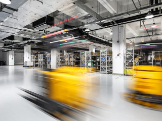 Modern automation of warehouse production in China.