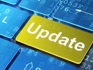 Web development concept: Update on computer keyboard background