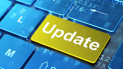 Web development concept: Update on computer keyboard background