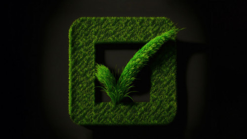 Checkmark made from grass, ai generated