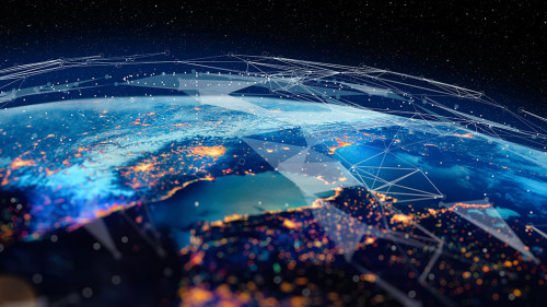 Communication technology for internet business. Global world net