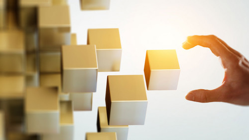 Glowing cubes. Innovation and creativity concept