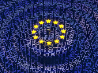 EU GDPR data bits and bytes wave ripples