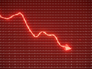 Red trend as symbol of economy drop or financial crisis