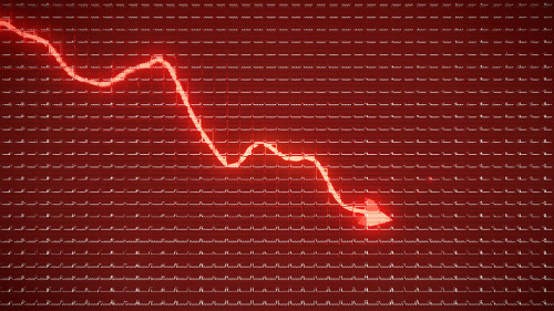 Red trend as symbol of economy drop or financial crisis