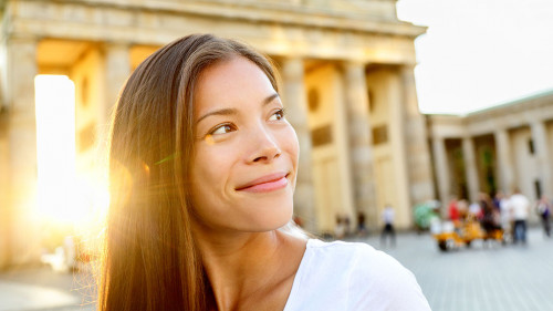 Berlin people - woman at Brandenburg Gate
