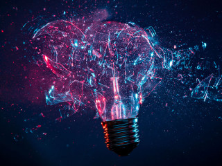 explosion of light bulb glass