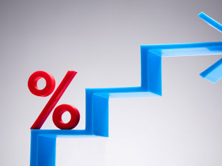 Percentage Sign On Blue Arrow