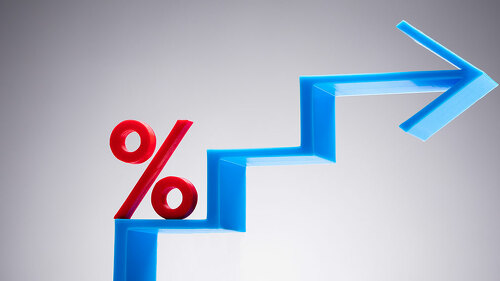 Percentage Sign On Blue Arrow