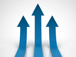 Three red arrows going up - success concept illustration