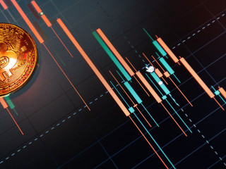 Bitcoin cryptocurrency coin on the background of the chart