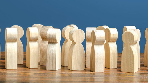 Hand with a magnet collects personal data from people. Confidentiality, protection of privacy. Financial data leakage, password draining. Phishing. Tracking surveillance Internet user behavior online.