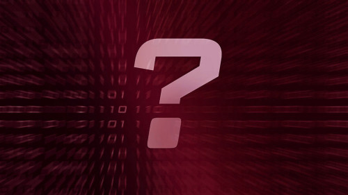 Fragezeichen-Symbol mit binärem Code im Hintergrund