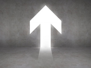 silhouette if businesswoman in the arrow