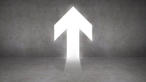 silhouette if businesswoman in the arrow