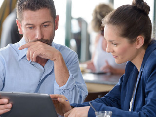 a couple meeting with business consultant