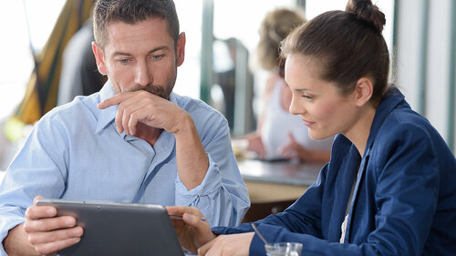 a couple meeting with business consultant