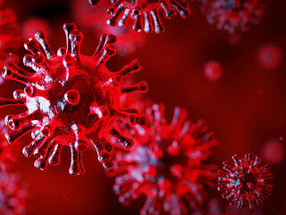 covid-19 3d red banner corona virus 2019-ncov flu outbreak, mic