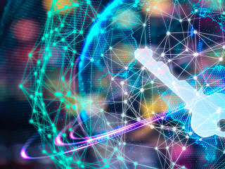 Cyber security concept businessman Lock on digital screen, contr