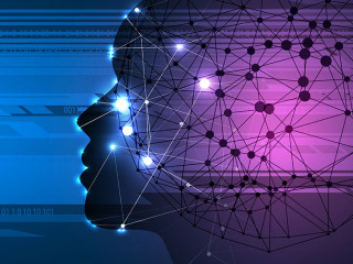 Artificial intelligence. Technology web background. Virtual conc