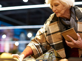 Elegant Senior Woman in Grocery Store
