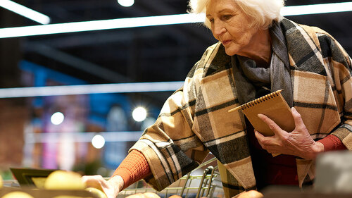 Elegant Senior Woman in Grocery Store
