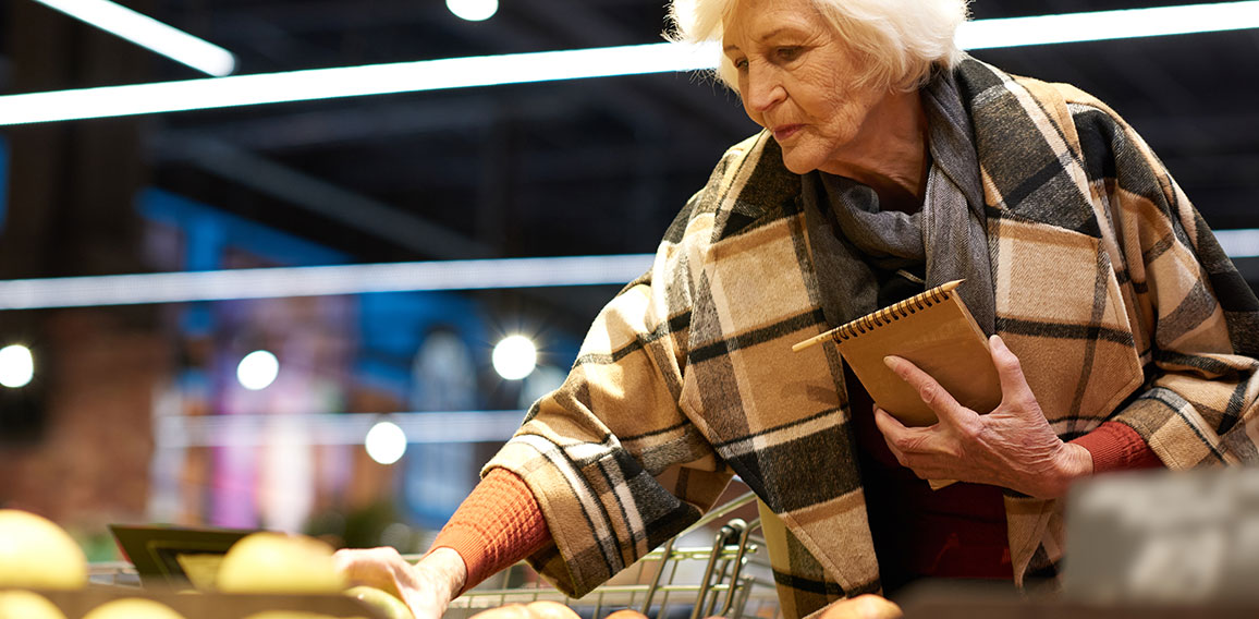 Elegant Senior Woman in Grocery Store