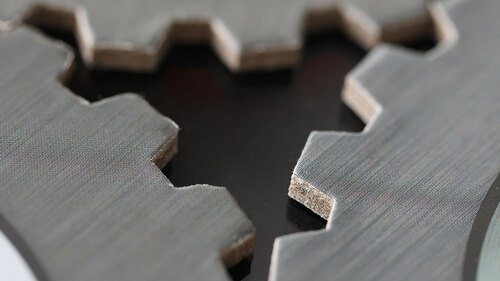 Closeup of mechanism of metal car parts gears