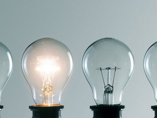 Row of light bulbs. Idea concept