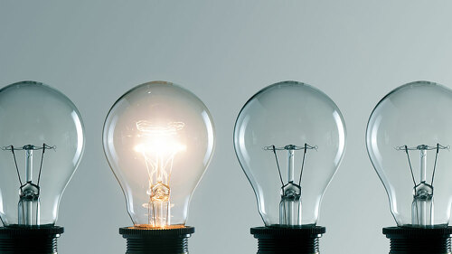 Row of light bulbs. Idea concept
