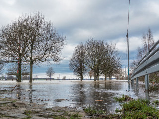 The river Rhine is flooding the city of Duisburg