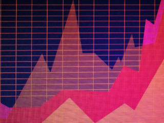 Monitor with stock data, closeup. Financial trading concept