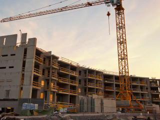 construction site in morning dawn