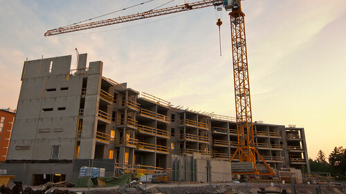 construction site in morning dawn