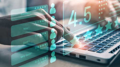 Customer review satisfaction feedback survey concept.