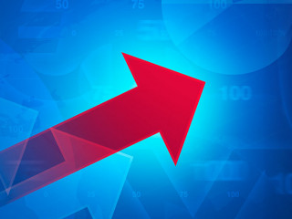 Red arrow on financial graph and chart, success business, Elemen