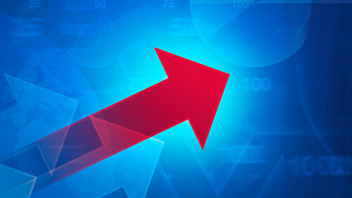 Red arrow on financial graph and chart, success business, Elemen