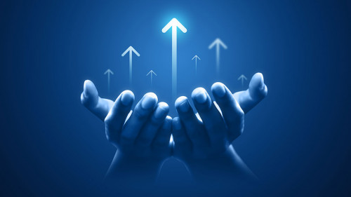 Growth business strategy arrow concept on success target improve