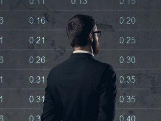 Businessman standing over diagram background. Business, office,