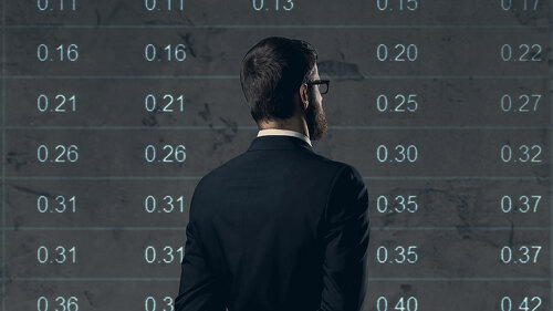 Businessman standing over diagram background. Business, office,