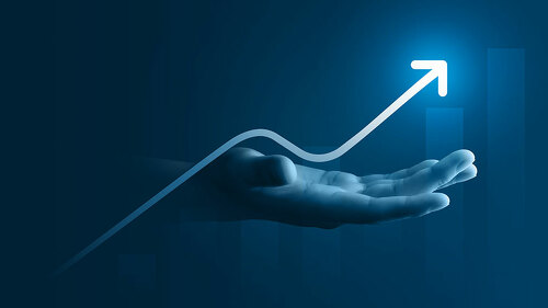 Hand growth arrow symbol business up background of success graph