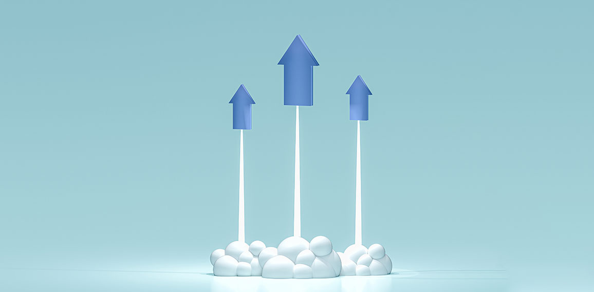 rocket rapid growth of economic indicators. economic and financial growth. Rocket growth chart web banner. fast growth chart. Financial data concept. Bar chart and growing up. 3d rendering