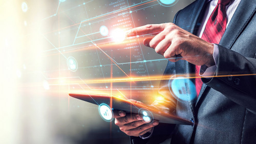 Business and innovation concept . Mixed media