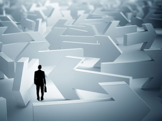 Businessman choosing his business direction