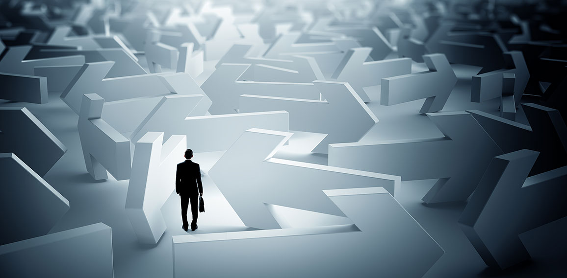 Businessman choosing his business direction