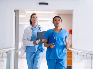 Nurse and doctor running